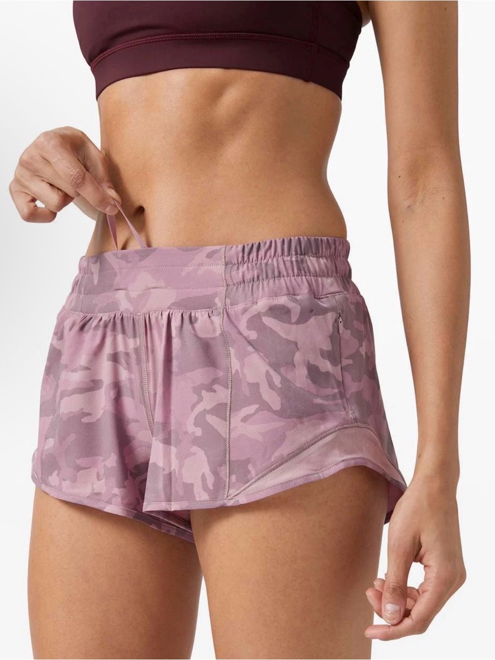 NWOT Lululemon Hotty Hot High-Rise Lined Short 4" Incognito Camo Pink Taupe